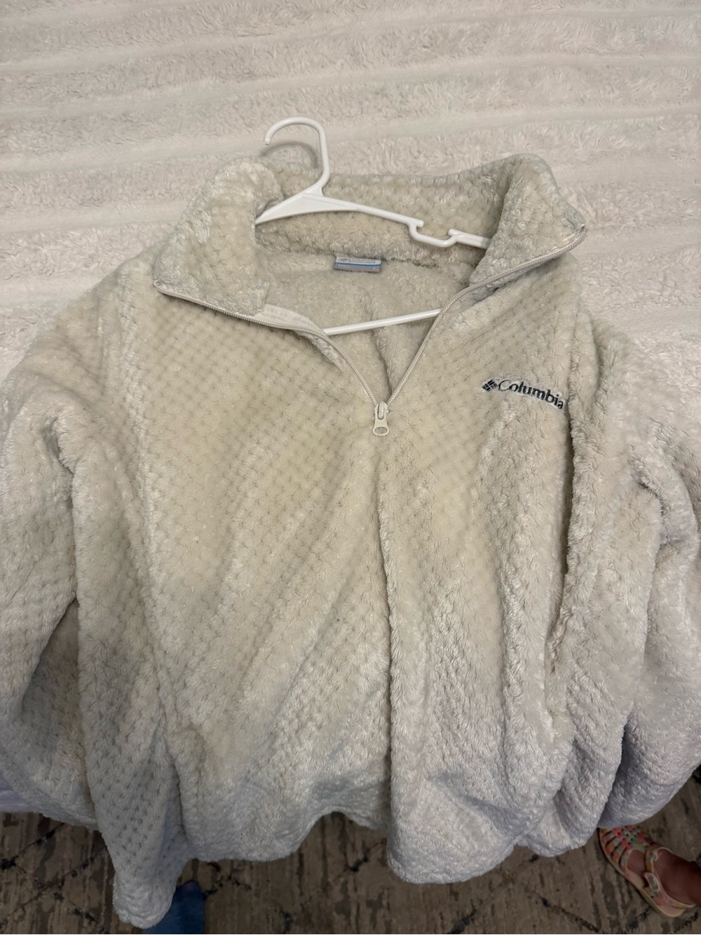Columbia Women's Cream Textured Fleece Quarter-Zip Jacket